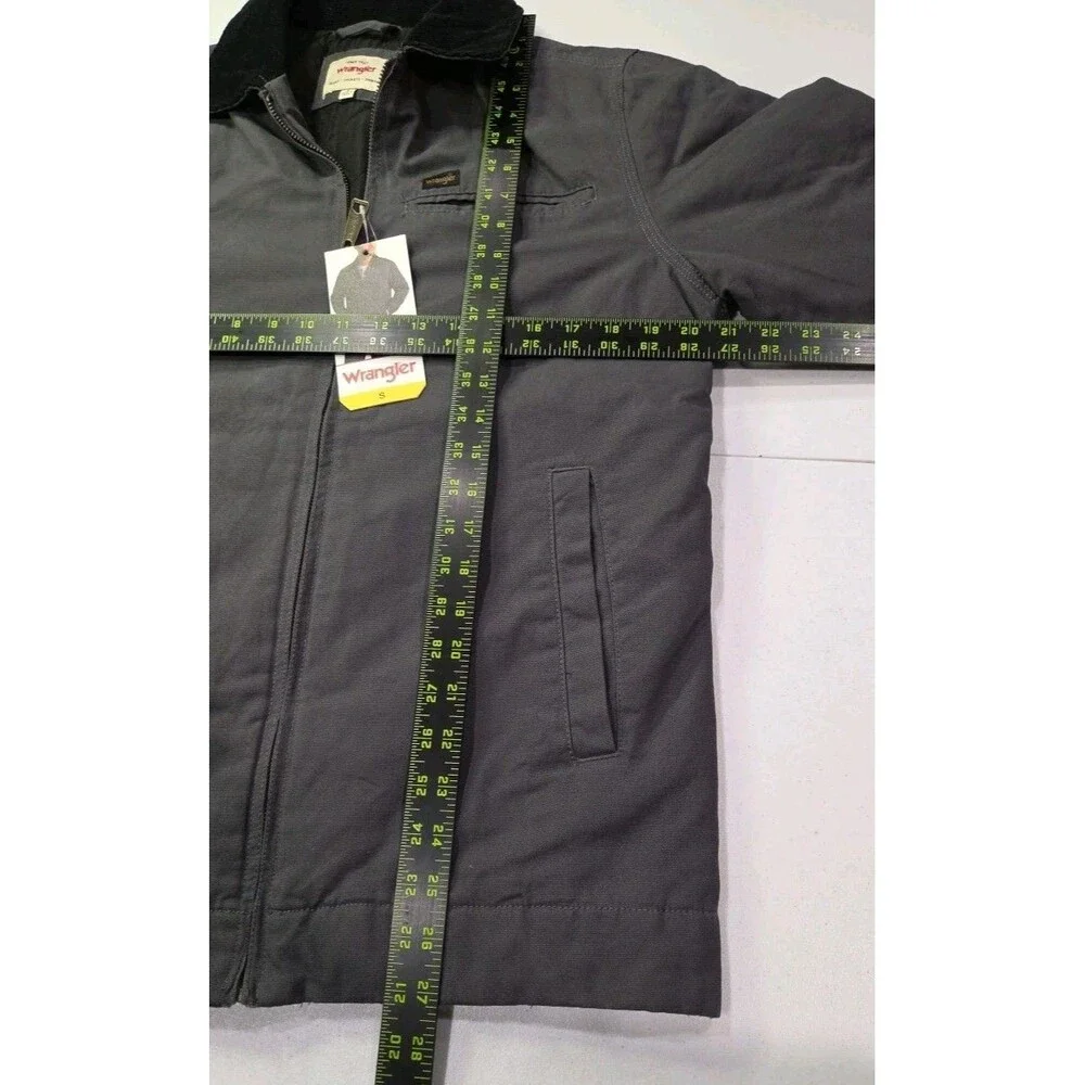 Wrangler Mens Jacket Gray Workwear Full-Zip Pockets Cotton Lined Midweight Small